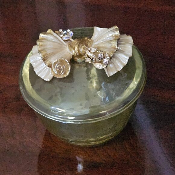 RARE JAY STRONGWATER DECO BLUSH CRYSTAL ENAMEL VANITY JAR CANISTER JEWELRY BOX